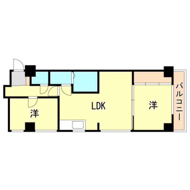 ヴィラコート三宮(2LDK/3階)の間取り写真