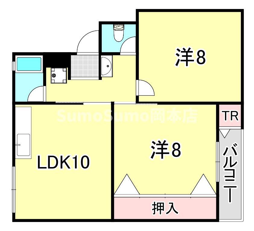 渦ヶ森コーポ18号館(2LDK/3階)の間取り写真