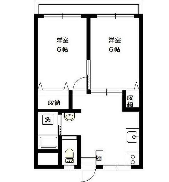 堀江コーポラス1号棟(2DK/2階)の間取り写真