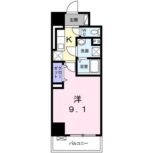 アルカディアVIII(1K/3階)の間取り写真