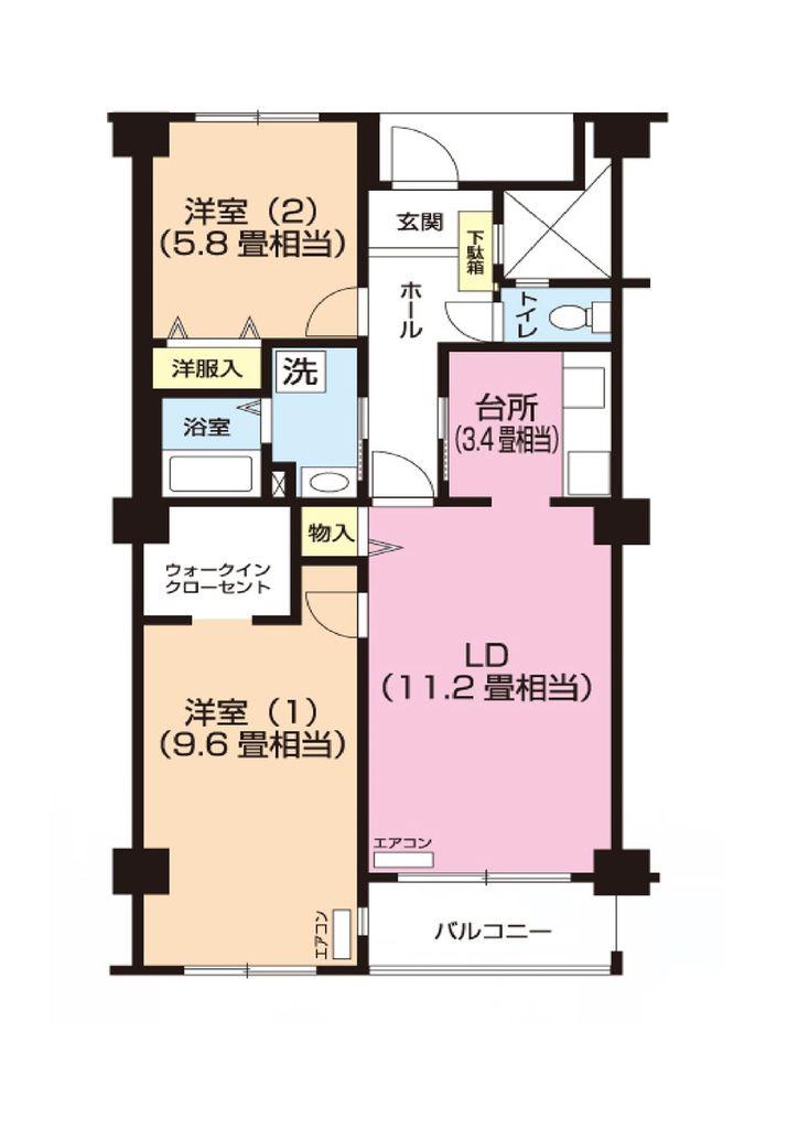 パティオス9番街(2LDK/6階)の間取り写真
