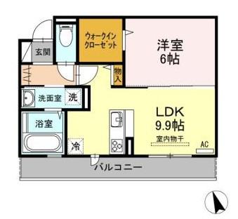 ウィズ沖浜(1LDK/3階)の間取り写真