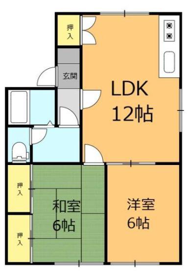 グランベルデB(2LDK/2階)の間取り写真