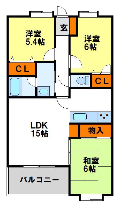 アルフィーネ二日市駅前(3LDK/4階)の間取り写真