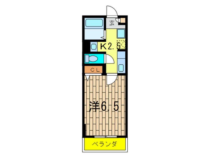 ウィズ上野毛(1K/2階)の間取り写真