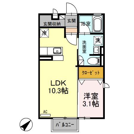 AZNABLE(1LDK/2階)の間取り写真