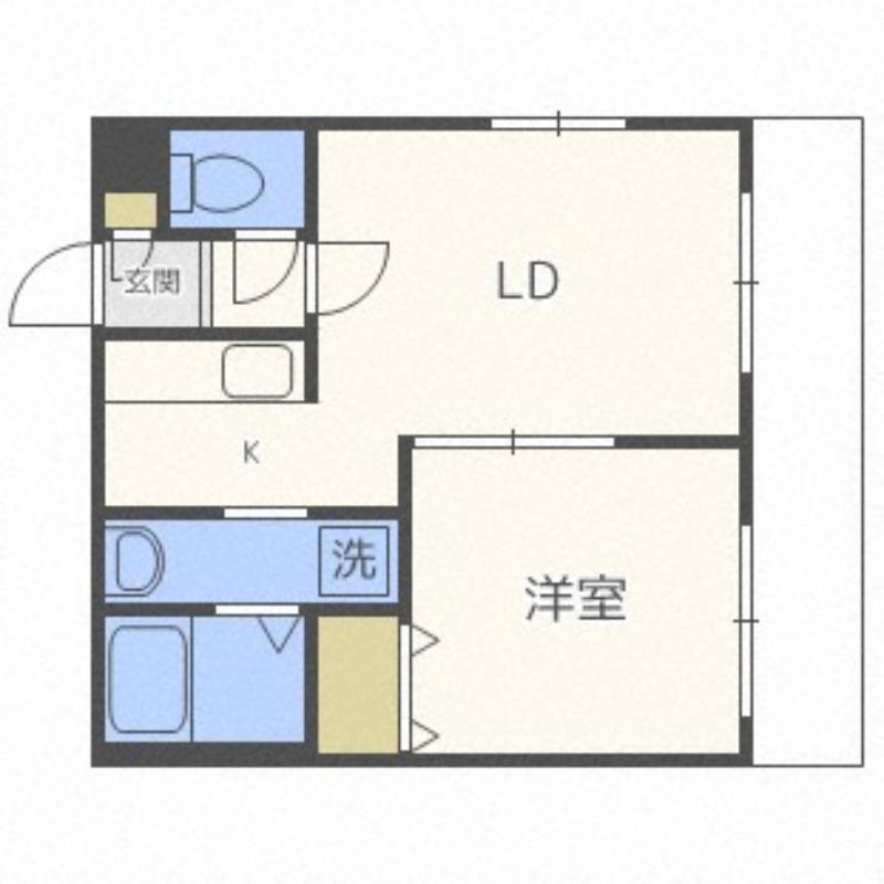NFPガーデン月寒西(1LDK/4階)の間取り写真
