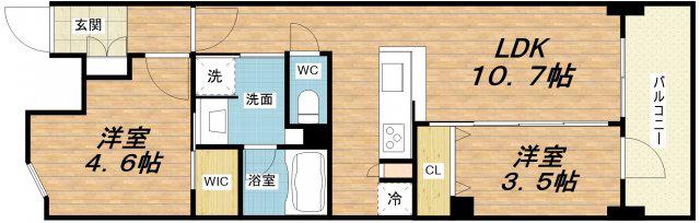 アーバネックス心斎橋イースト(2LDK/6階)の間取り写真