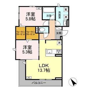 D-AVANCE前田町二丁目(2LDK/2階)の間取り写真