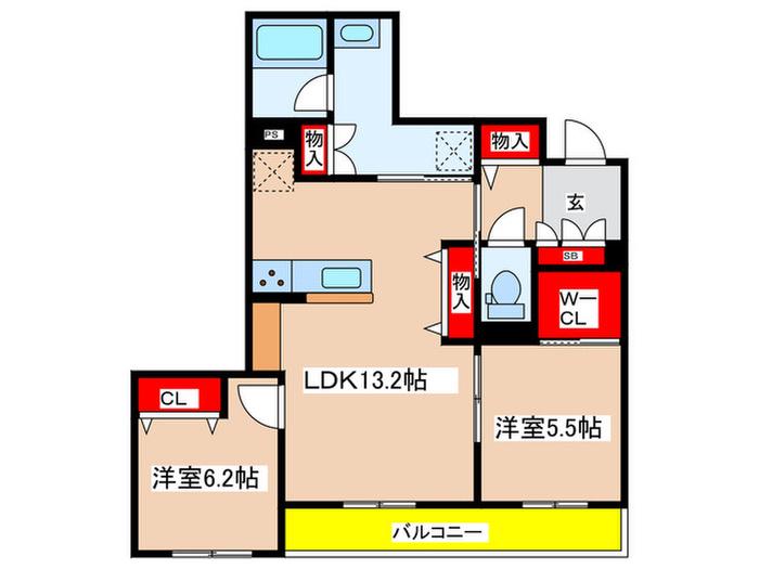 BEL CIELO日吉(2LDK/3階)の間取り写真