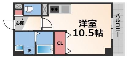 メルベ-ユ高井田(ワンルーム/2階)の間取り写真