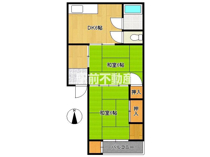 徳久アパート(2DK/2階)の間取り写真