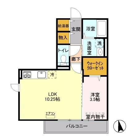 グランディール石橋(1LDK/2階)の間取り写真