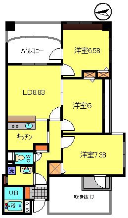 ラシュレドミール(3LDK/6階)の間取り写真