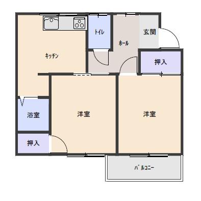 ハイツ川崎(2DK/1階)の間取り写真