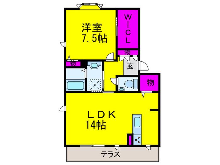 DAIKEN浜寺南町IIIIIIV L(1LDK/1階)の間取り写真