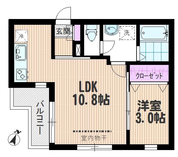グラティア浦和(1LDK/3階)の間取り写真