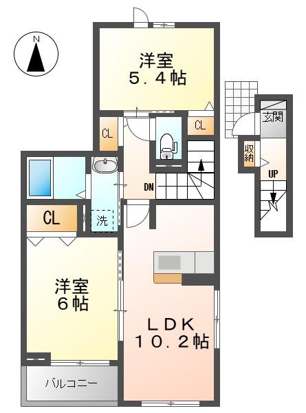 アプリコット(2LDK/2階)の間取り写真