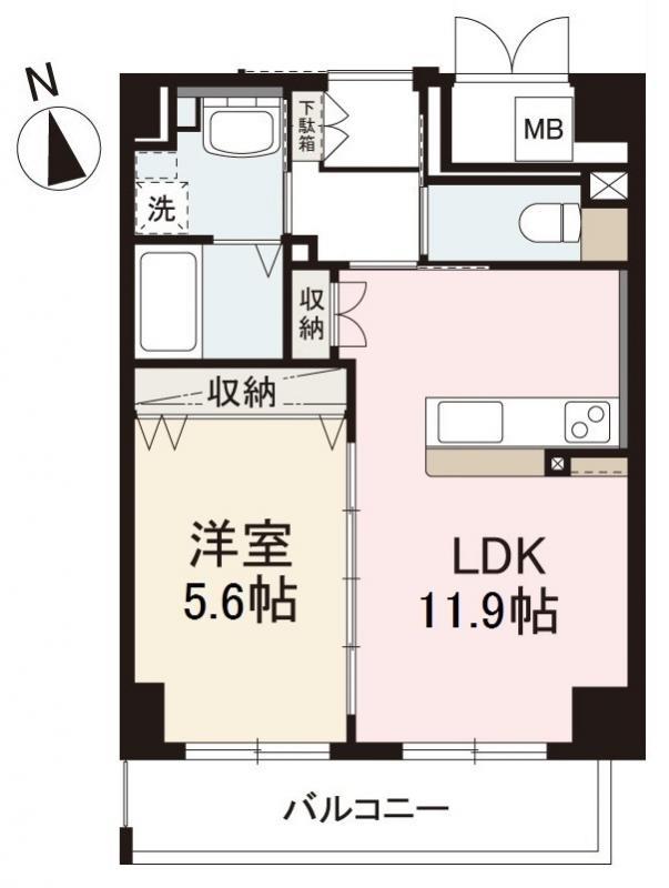 グリンアイル仏生山(1LDK/2階)の間取り写真