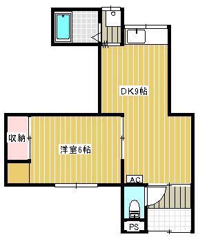 中本アパート(1DK/1階)の間取り写真