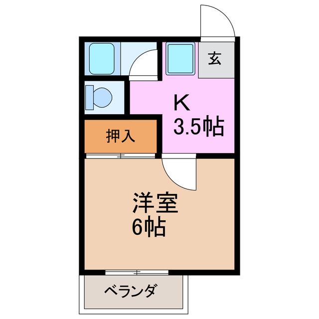 ハイツ藤塚(1K/3階)の間取り写真