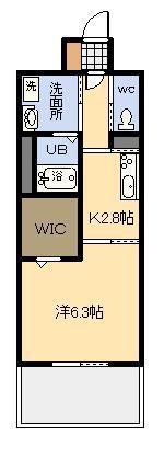 カリフォルニア APT(1K/7階)の間取り写真