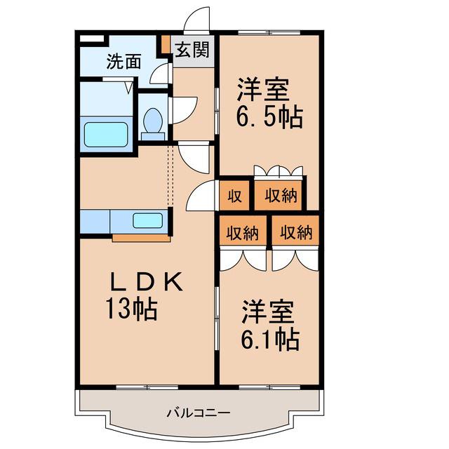 グランヴィア松江(2LDK/5階)の間取り写真