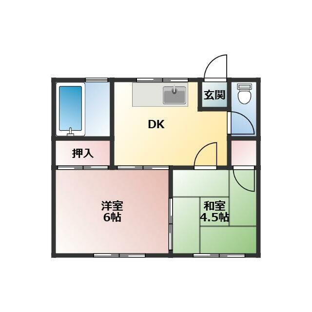 五十嵐アパート(2DK/1階)の間取り写真
