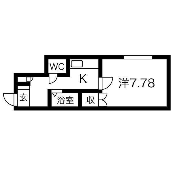 プラザイン元町(1K/2階)の間取り写真