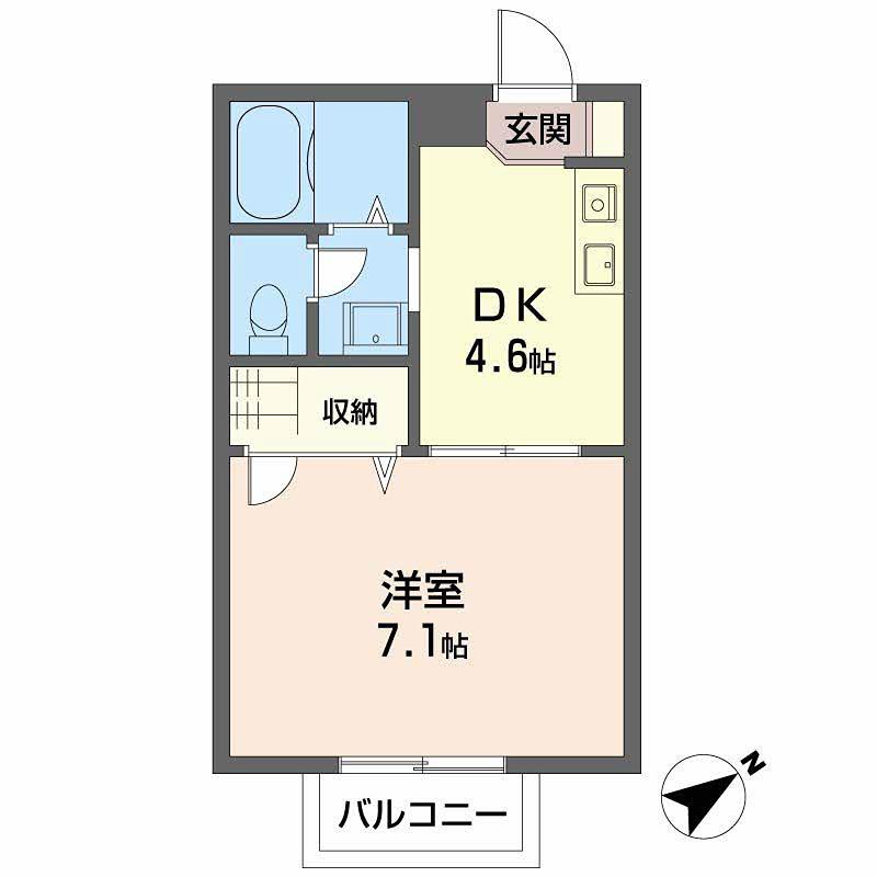 ティアラ藤(1DK/1階)の間取り写真