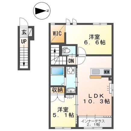 グルーヴィ(2LDK/2階)の間取り写真