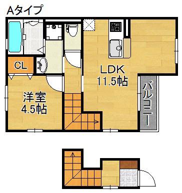 LA LUPINAS(1LDK/2階)の間取り写真