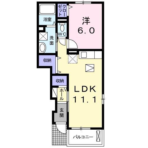 フィオーレ10(1LDK/1階)の間取り写真