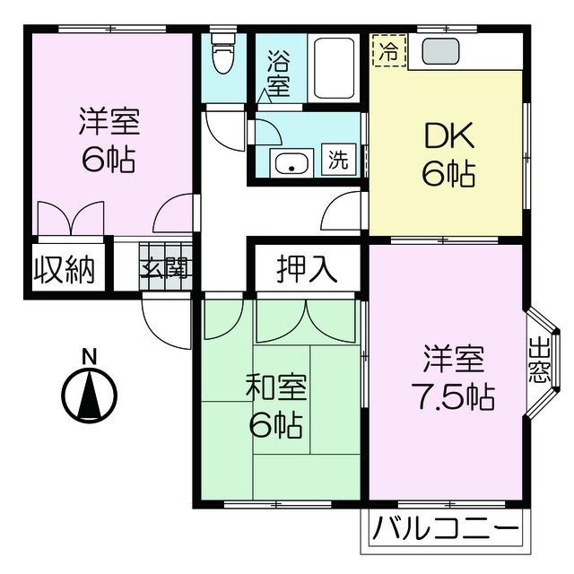 エスポワールE(3DK/2階)の間取り写真