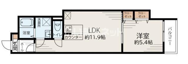 LIT上志津(1LDK/1階)の間取り写真