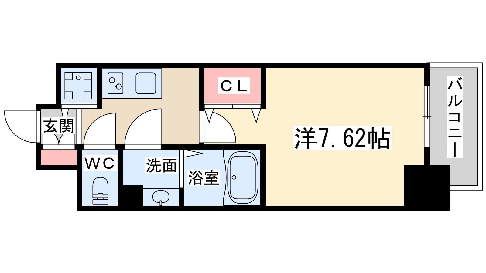 ラグゼ天神橋(ワンルーム/14階)の間取り写真