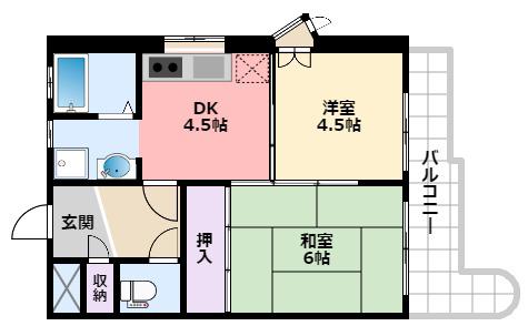 ラミアカサ上甲子園(2DK/3階)の間取り写真