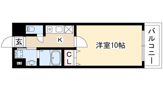 デュオフィール藤が丘(1K/6階)の間取り写真