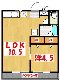 ハイムエル(1LDK/2階)の間取り写真