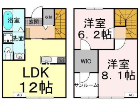 メルヴェイユ A(2LDK/2階)の間取り写真