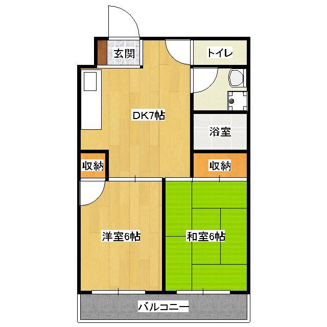 沢町ハイツ(2DK/2階)の間取り写真
