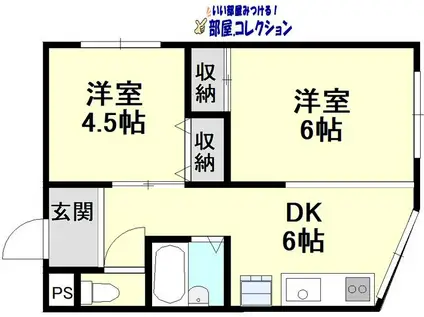 マキシム足原(2DK/3階)の間取り写真