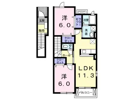 グランソレイユKO III(2LDK/2階)の間取り写真