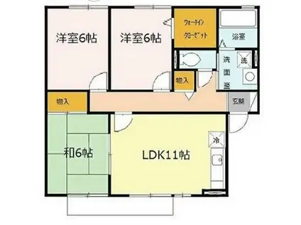 アイフィールコートA棟(3LDK/2階)の間取り写真