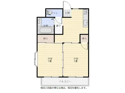 上田ハイツ(2DK/2階)の間取り写真