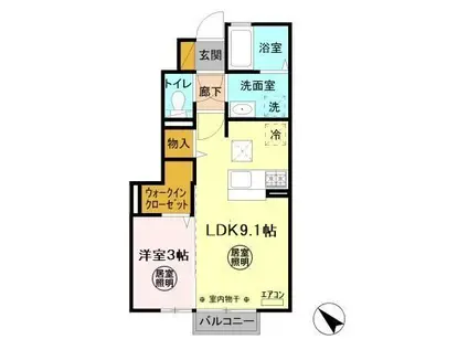 コスタ舟入(1LDK/1階)の間取り写真