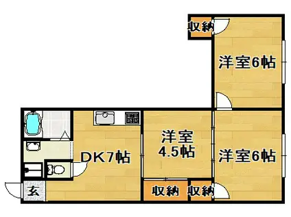 カーサ平野(2DK/3階)の間取り写真