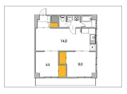 AYAマンション(2LDK/4階)の間取り写真