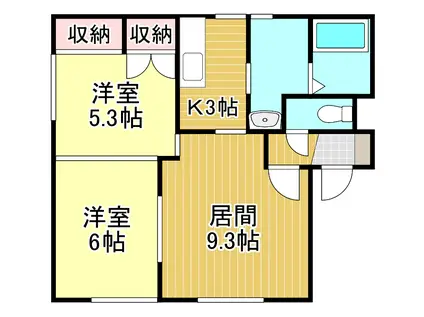 コーポヤマセミ(2LDK/2階)の間取り写真