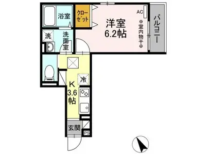 エムズ バーレイ湘南平塚(1K/3階)の間取り写真